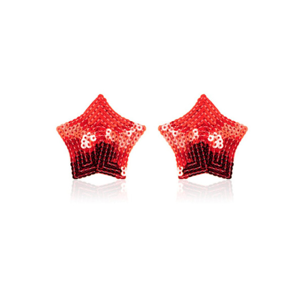 Paire de cache tétons adhésifs étoile pailletée sequin rouge 